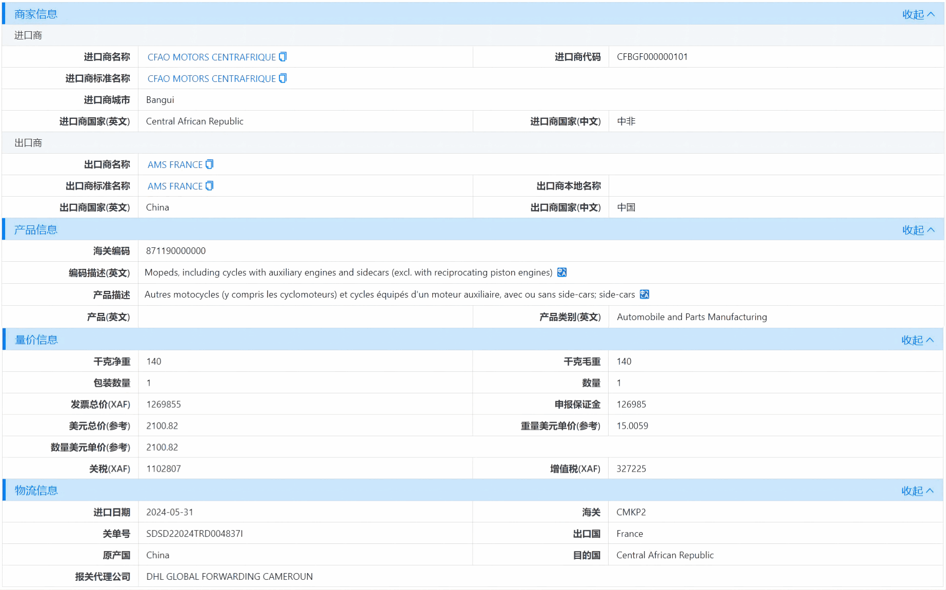 中非海关数据,海关数据,圣淘沙dh海关数据