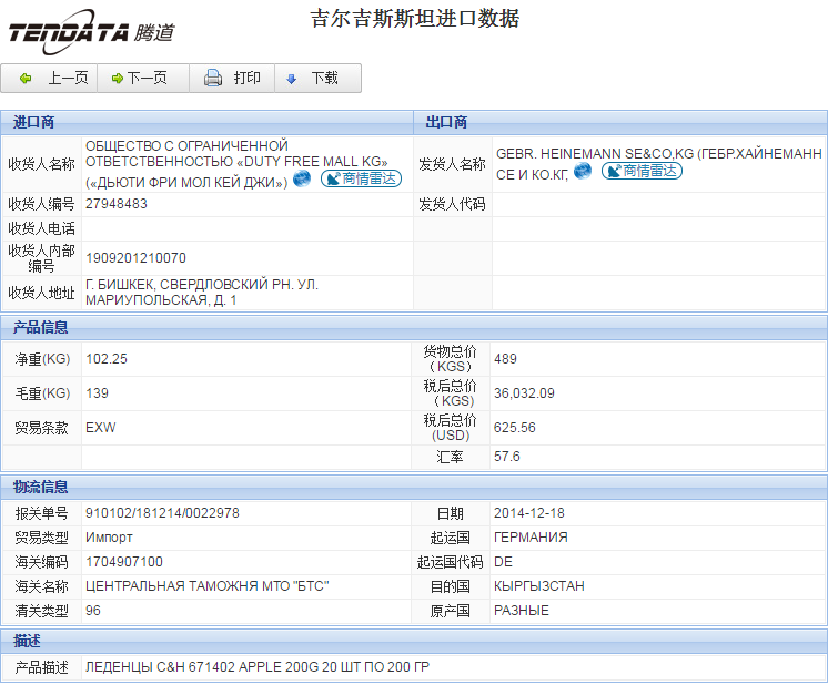海关数据,进出口数据,进口数据,圣淘沙dh,贸易,吉尔吉斯坦